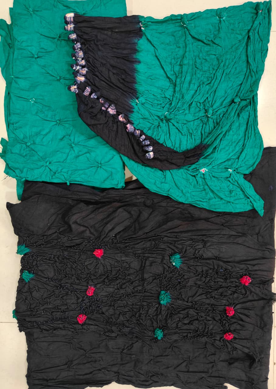 Blue Rama Colour Cotton Triple Colour Dress Material