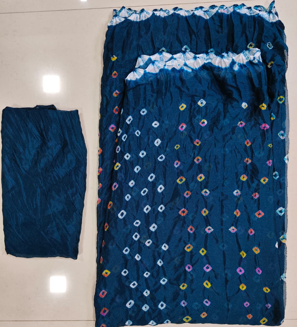 Rama Colour Chiffon Bandhani Saree