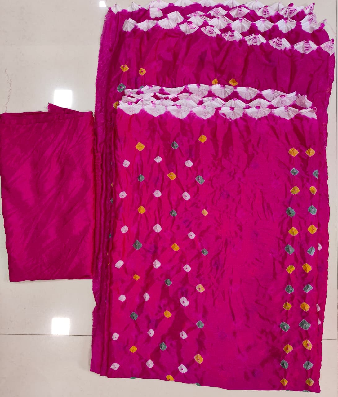 Pink Colour Chiffon Bandhani Saree