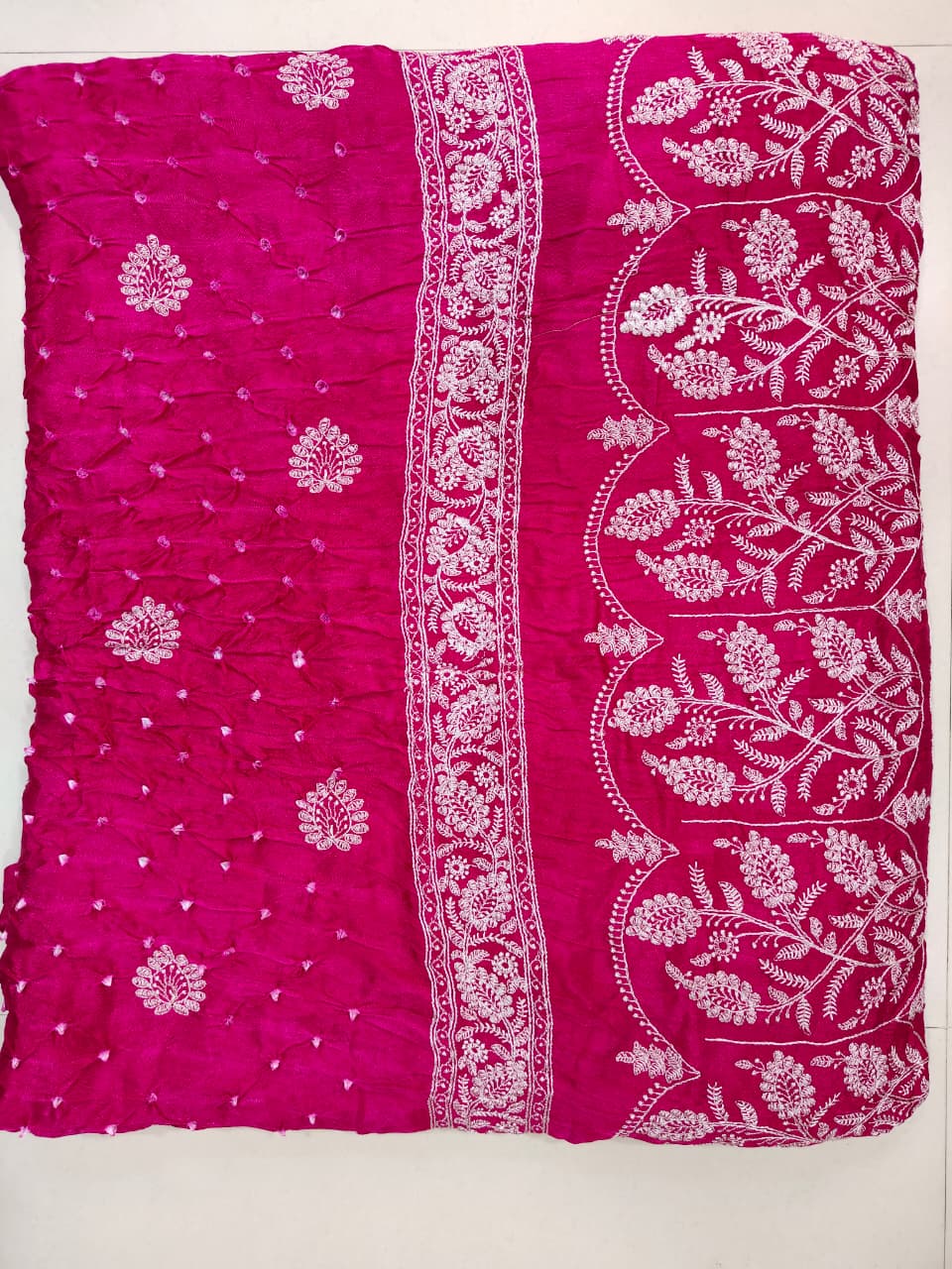 Rani Pink Colour Lucknowi Saree