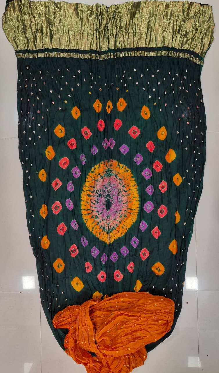 Yellow Green Colour Shibori Saree